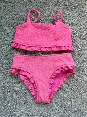 Girls Pink Ruffle Two-Piece Swim Bikini
